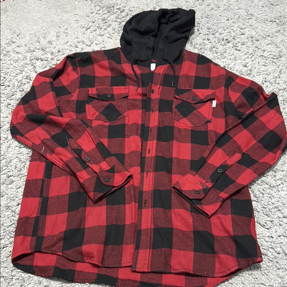Hurley Red and Black Checkered Shirt